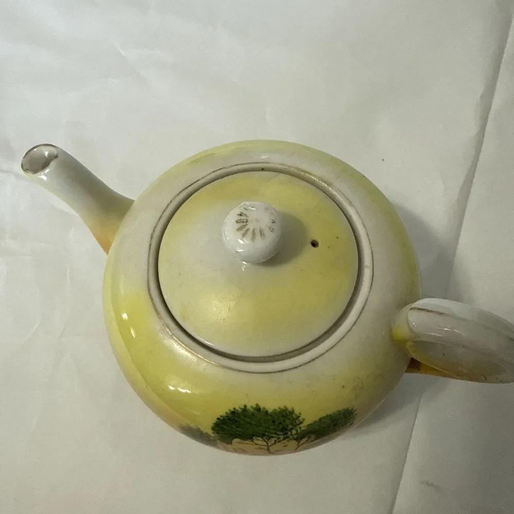 Vintage Made in Japan Porcelain Tea Sunset Over Lake‎ Teapot